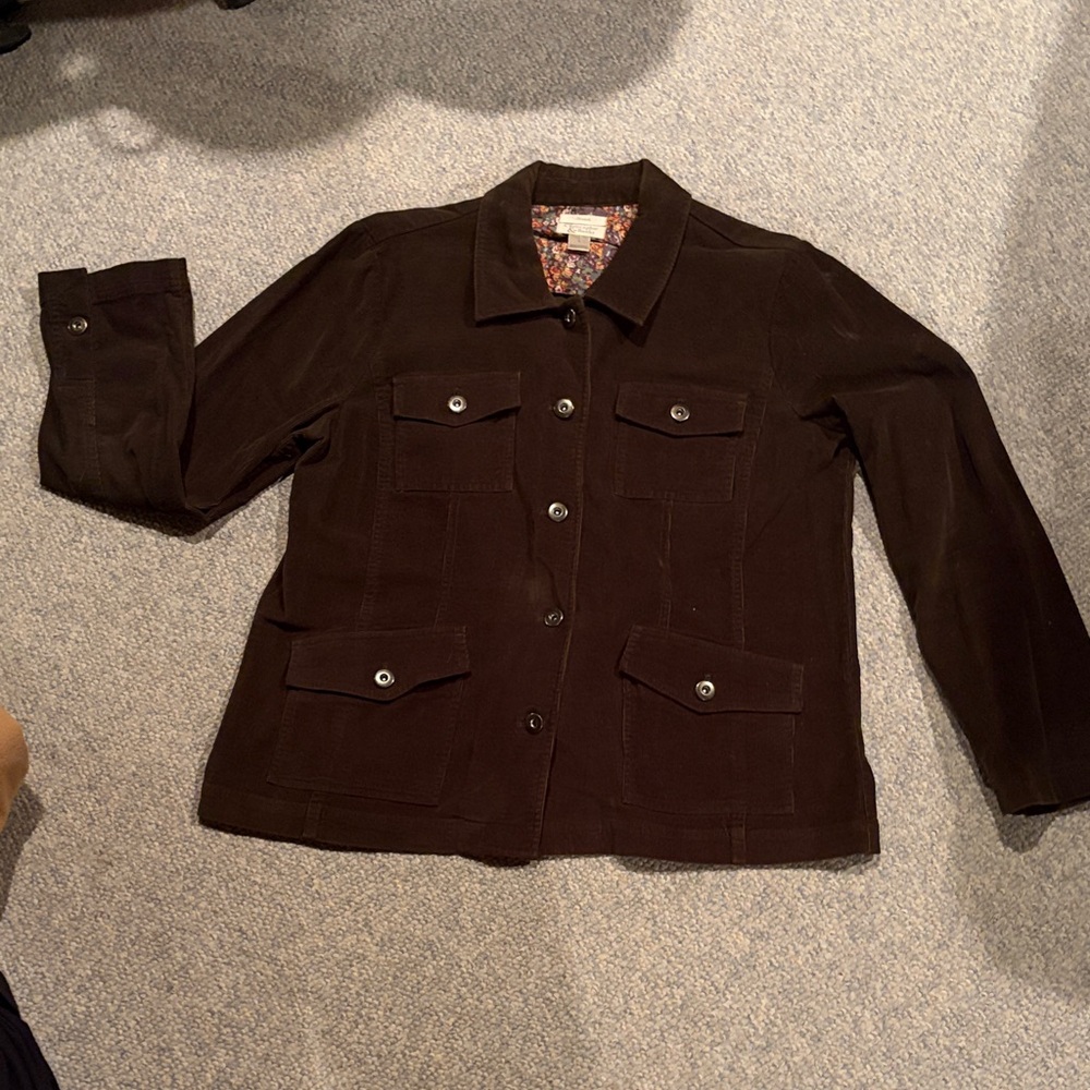 Christopher & Banks Dark Green Corduroy Utility Jacket